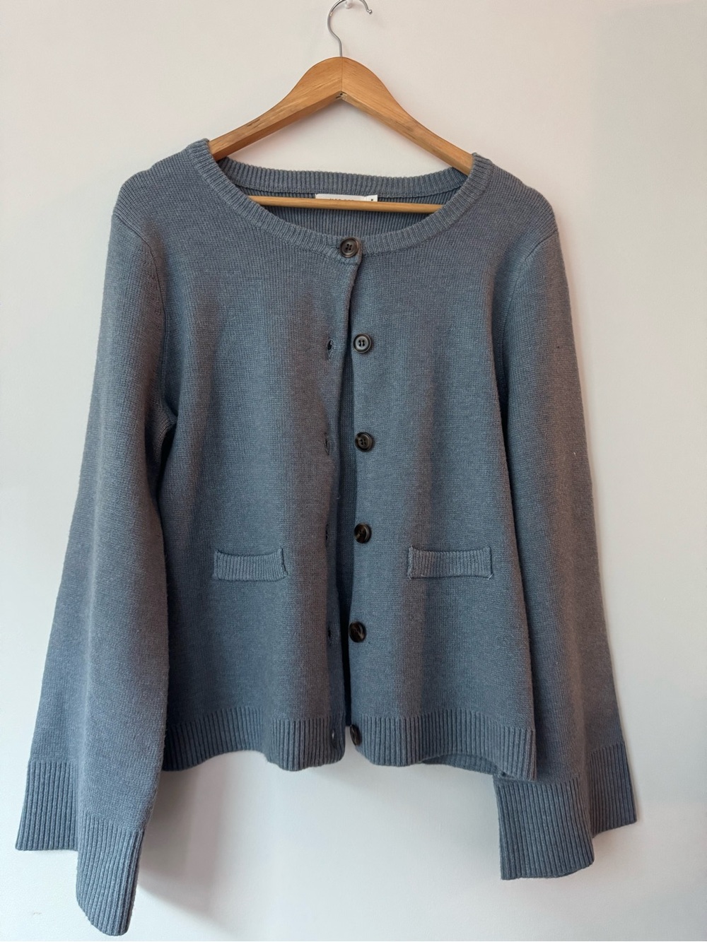 MOD REF Slate Blue Knit Button Front Bell Sleeve Cardigan Sweater Medium